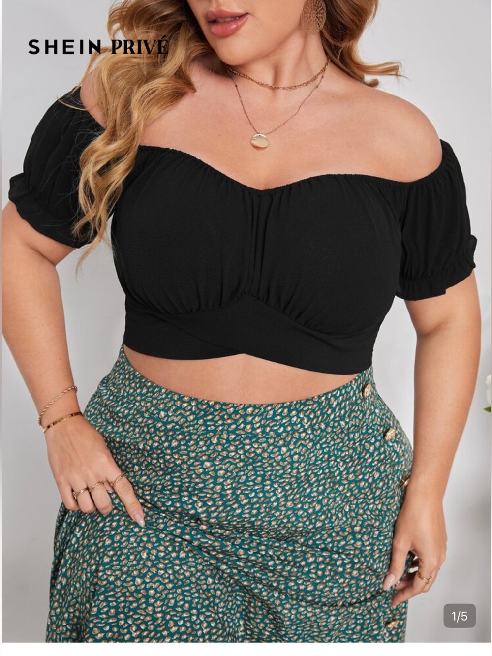 Off-Shoulder Black Crop Top - Women